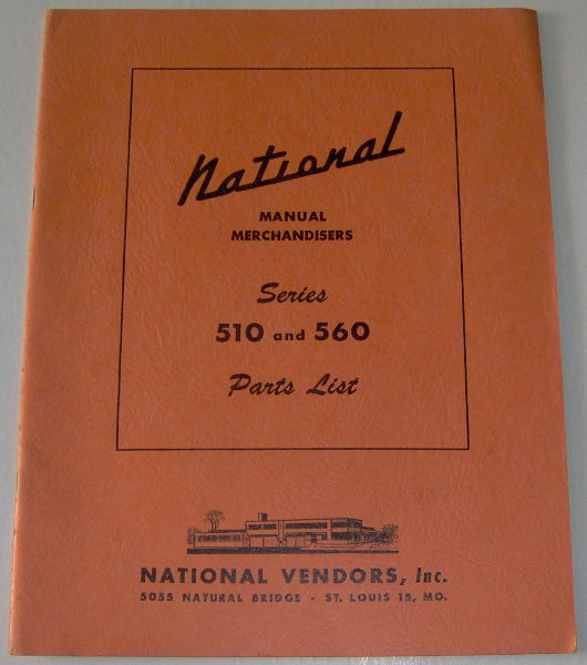 National Vendors Manual Merchandisers Ser.510 and 560 Parts List